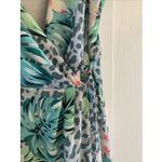 Adelyn Rae  Womens Medium Leopard Palm Midi Dress V Neck Euro Travel Glam Photo 3