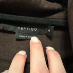 Vertigo Paris Vertigo Brown‎ & Gold Suede Button Down Top Photo 2