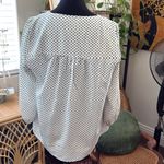 Savanna Jane White Polka Dot Floral Embroidered Long Sleeve Babydoll Top Size L Photo 1
