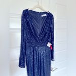 Mac Duggal  Ieena Long Sleeve Sequined Gown‎ in Midnight Blue- NWT Photo 4
