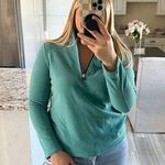 Renwick Women's Teal Green Quarter Zip Pullover Sweater Long Sleeve Size… Photo 0