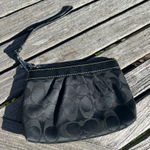 Coach y2k Jacquard Signature Black Leather Trim Pleated Wristlet Wallet Photo 0