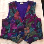 Alfred Dunner Funky 1990s Multicolored colorful  floral vest purple accents vest gold buttons  Excellent condition, measurement in pics Photo 0