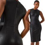 Spanx NWT  Leather-Like Combo Fitted Sheath Dress Womens Medium Luxe Black 20393R Photo 2