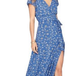 Amuse Society  Dress Women Medium Blue Coast Floral Summer Safari Wrap Maxi Boho Photo 0