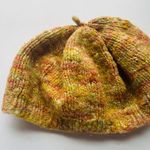 Handmade  Knitted Crochet Marble Burnett Muffin Beret Hat Yellow Orange Photo 0
