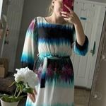 XS Clifton colorful midi dress with gradient​ 3/4 sleeve length transparent slv Blue Photo 11