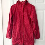 Columbia Red Houndstooth Print Zip Up Rain Resistant Jacket Hooded Small Women Photo 0