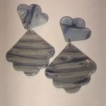 Gray and Blue Marbled Shimmer Lucite Earrings Photo 1