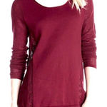 Lucky Brand Burgundy Red Sweater with Lace Detailing (S) Photo 0