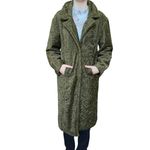 American Eagle Maxi Coat Women’s Small Green Teddy Long Jacket Button Pockets Photo 8