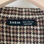 SheIn Brown and Cream Houndstooth Blazer Jacket Photo 2