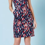 Boden Confetti Printed Stretch‎ Cotton Sleeveless Lined Sheath Dress Blue Sz 2P Photo 0