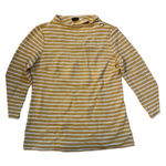 Talbots  Tunic Funnel Neck‎ Mustard Yellow White Striped Size small Cotton Knit Photo 0