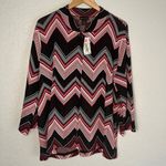 NEW Grace Dane Lewis Black Red Chevron Cardigan Jacket Plus 1X Retro 70s Zig Zag Photo 0