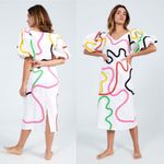 Mara Hoffman  Cadiz Namari Embroidered Linen Midi Dress Size 4 Photo 11