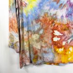 Chico's  Large Top Handmade Tie Dye V Neck 3/4 Sleeve Earthy Boho Orange Blue 1746 Photo 5