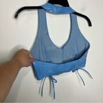 Princess Polly high vibrations PU halter top blue faux reptile leather womens 4 Photo 4