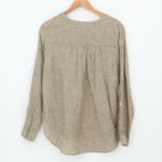 Jones New York Linen Tunic Top Long Sleeve Womens Vacation Popover Olive Green Button Size S Photo 6