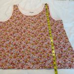 Lands’ End Floral Tank Top Women’s Size Large Cotton Pastel Pink Photo 6