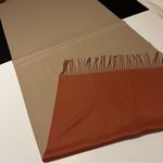 None Minimalist two-tone faux cashmere scarf/wrap with fringed edges, cream/orange Photo 4