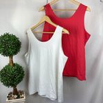 Chico's Chico’s SET of 2  White & Orange Sleeveless Microfiber Tank Tops 3 XL Photo 1