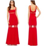 Mac Duggal  Sheer Mesh Panel Sheer Detail Column Gown size 12 red UB Photo 1