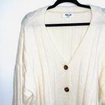 Double Zero Cream Thick Knit Ribbed Frayed Hem Sweater Cardigan Photo 2