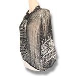 Vintage 80s Swee Lo Black Top Silk Sequin Beaded Metallic Tie Neck Sheer Blouse Photo 3