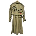 Moussy Trench Coat Military Line Sash Belt Green Embroidered Streetwear Gorpcore Size M Photo 4