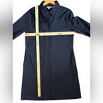 Chico's Chico’s Women’s Navy Blue Poplin 3D Appliqué Flower Button Up Shirt Dress Size 6 Photo 4