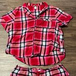 Victoria's Secret Victoria’s Secret Plaid Short Sleeve Shorts Pajama Set Red Pink White Black XL Photo 2