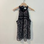 Maeve Anthropologie Lace Ruffle Trim Floral Sleeveless Halter Neck Top Size XL Photo 3