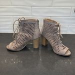 Qupid Taupe Lace up Heals Photo 3