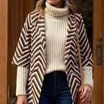 Anthropologie  Eva Franco Chevron Retro Car Coat Open Blazer Jacket Photo 0