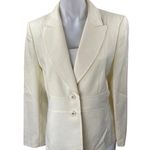 Tahari  Women's Cream Long Sleeve Peak Lapel Blazer Coat Suit Jacket Size 10 Photo 0