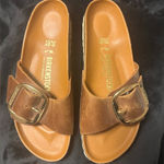 Birkenstock Brown Sandals with Gold Buckle Photo 0