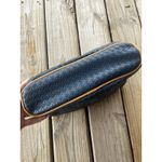 Joan & David  Navy Blue And Tan Woven Cosmetic Bag‎ Makeup Toiletries Photo 7