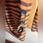 7th Ray  pullover shirt, terracotta and brown stripe w button detail on one side Photo 2