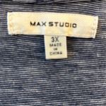 Max Studio  Women's 3X Blue Short Sleeve Button Front Blouse Casual Photo 5