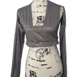 SheIn Gray Twist Back Long Sleeve Crop Top - Size L Photo 0