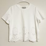 Bagatelle  Collection White Embroidered Feminine Flirty Tee Shirt Cotton Top Photo 0