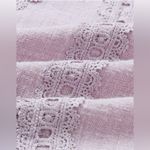 Lavender Cute Lace Blouse Top Short Sleeve High neck w button closure Sz L VGUC Purple Size L Photo 5