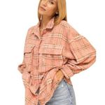 Cozy Coral Pink Teddy Shacket Pink Size L Photo 0