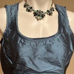 Areli Collection Herms Metallic Satin Cornflower Blue Zipper Closure OnSide Sz 8 Photo 2