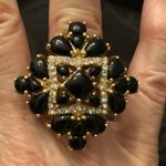 Beautiful bohemian cocktail ring with dark blue and white stones EUC Photo 1
