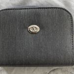 Gray fabric two zippers wristlet wallet, size 5.5x3.5 ID holder card holder Photo 0