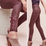 Anthropologie Pilcro and the Letterpress Waxes Lace Up Ankle Pants Burgundy Photo 2