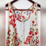 Free People Free People Ivory Floral Lace Henley Racerback Hi-Low Ruffle Tank Top Small (S) Photo 4