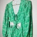 Jonathan Simkhai Adelaide Green Floral Print Satin Cutouts Maxi Dress size XS Photo 10